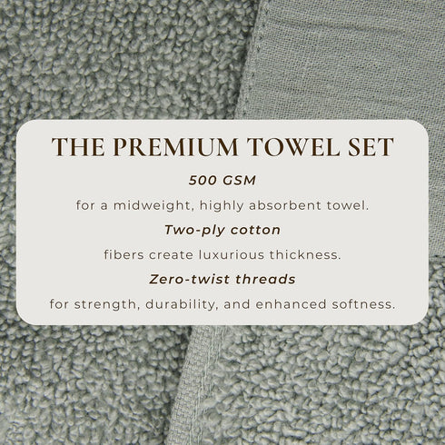 Set 100% 2 2 2 Green Bath Towel - Ultra-Soft Cotton, Linen Like Border Design - Bath Towels, Hand Towels, Washcloths