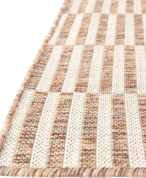Unique Loom Outdoor Striped Area Rug - Striped, 2' x 3' 1" Rectangle, Taupe/Ivory Collection