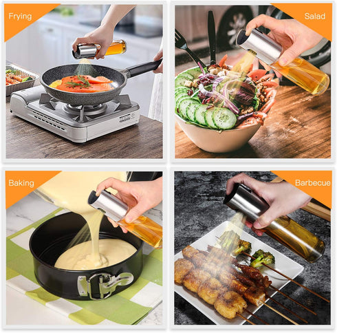 NORBASE 2 Pack Oil Sprayer for Cooking, Upgraded Olive Oil Spray Bottle Mister Refillable with Scale Air Fryer