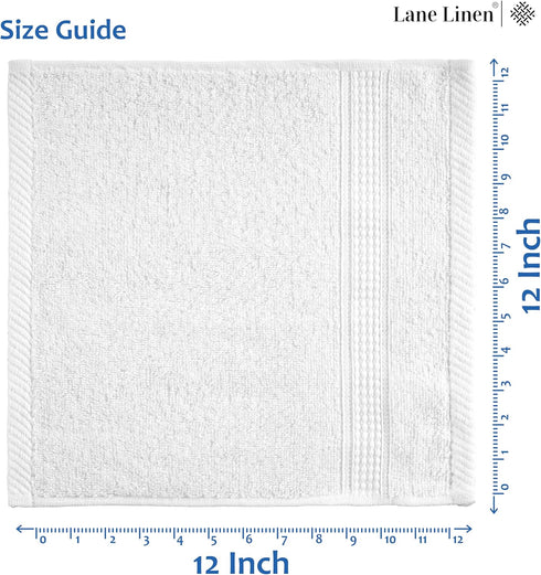 12 Set -100% LANE LINEN PC Wash Cloths Bathroom Cotton Highly Absorbent Washcloths Bulk, Premium Spa & Hotel Quality