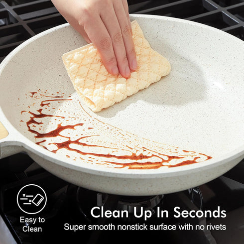 12.5 Inch SENSARTE Nonstick Ceramic Frying Pan Skillet, Omelet Pan, Healthy Non Toxic Chef Pan, Induction Compatible