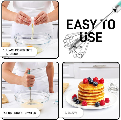 Zulay Egg Beater Whisk - Push Whisk for Cooking, Manual Hand Mixer for Kitchen Baking
