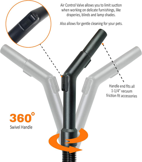 Oreck XL Canister Vacuum Hose Replacement - Fits Shurlok or Friction Buster B Models, 3' Swivel Hose