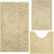 Bath Rugs Chenille 3-Piece Set, Extra Soft Absorbent Shag Beige Bathroom Mats, Machine Wash, Non-Slip Underside