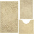 Bath Rugs Chenille 3-Piece Set, Extra Soft Absorbent Shag Beige Bathroom Mats, Machine Wash, Non-Slip Underside