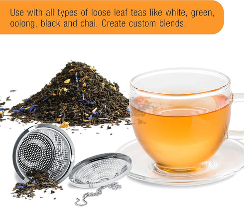 U.S. Kitchen Supply 2 Premium Stainless Steel Tea Ball Strainer Infusers - 2" Size for Steeping Loose Leaf Tea
