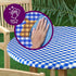 Sorfey Round Tablecloth, Fitted with Elastic, Vinyl with Flannel Back, Fits 60 Inches Round Table, Checked Blue Design