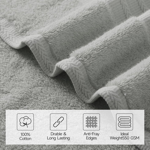 8 Set 100% Set 2 2 4 600 Sets, REDKISS Piece Grey Towels - Cotton Towels with Large Bath Towels, Hand, Washcloths, GSM