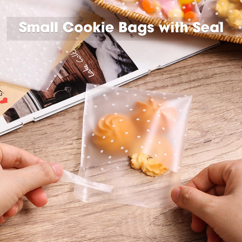 SUREHOME 200 Pcs Cookie Bags with Seal, Clear Self Sealing Cellophane Bags with Thank You Stickers