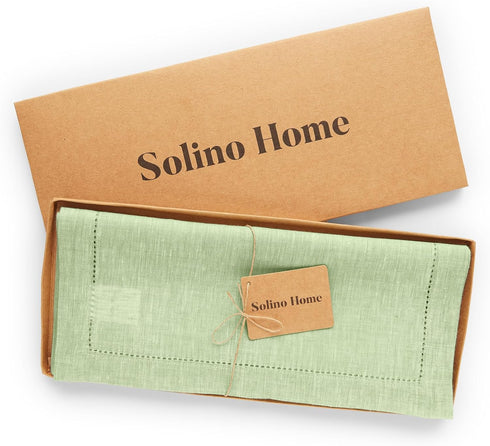 48 Inches 100% 14 48 Inch Summer, Solino Home Linen Table Runner - Pure Linen Pistachio Hemstitch Table Runner x Ideal