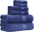Amazon Basics 6-Piece Fade-Resistant 100% Cotton Towel Set, Soft and Absorbent, 2