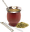Norte Yerba Mate Cup Kit, 8-Ounces Traditional Gourd Set with 2 Bombillas & Cleaning Brush, Burgundy