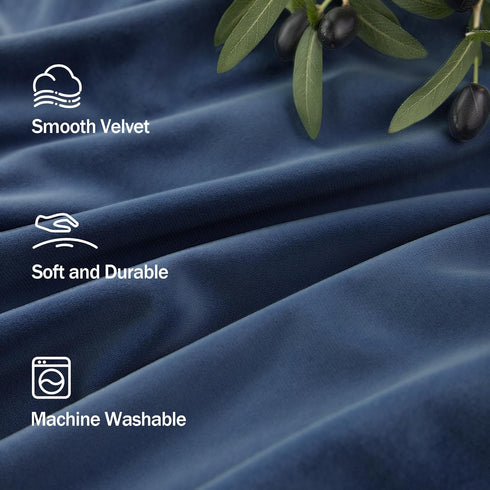 63 Inches 52x63 2 Set Navy Blue Velvet Curtains Long for Bedroom Nursery Room Darkening Thermal Insulating Window Satin