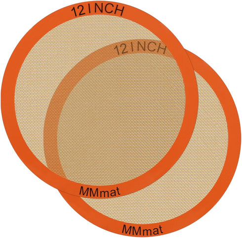 Silicone Baking Mats Set of 2, Round Non-Stick Reusable Air Fryer Liners, 12 inch
