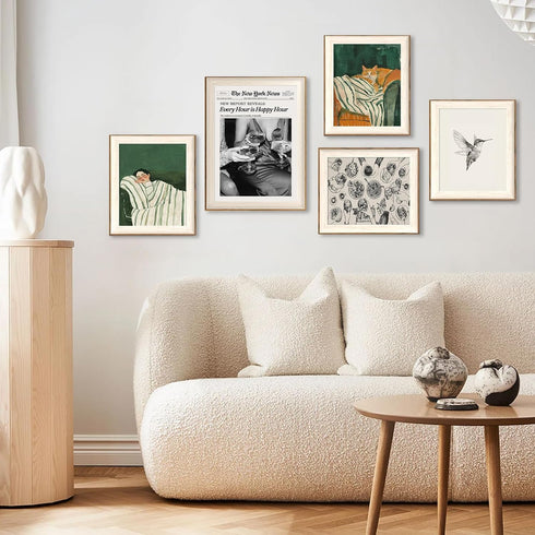 12x16in ASTRDECOR Framed Trendy NewsPaper Wall Art - Every Hour is Happy Hour, Retro News Prints Posters, New York