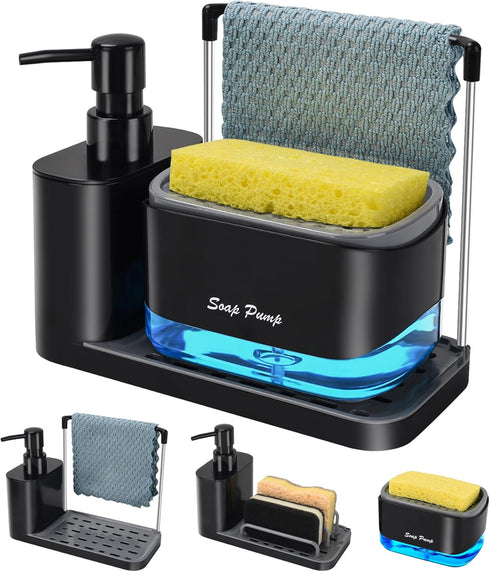 Hand and Dish Soap Dispenser Set with Tray, Dual Soap Dispenser with