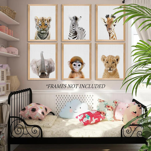 EPHANY Baby Animal Posters and Prints, Set of 6 Unframed Nursery Decor Pictures for Baby Boys & Girls Room