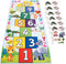 OVALLEY Hopscotch Rug for Kids, Soft & Fun Zoo Animals Hopscotch Play Mat,