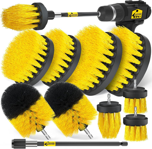 Holikme Drill Brush Attachments Set: Power Scrubber Brush with Long Attachment for Grout, Tiles, Sinks, and Bathtub