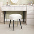 17.7in Teddy Velvet Vanity Stool, Upholstered Makeup Chair with Sturdy Metal Legs, Soft Padded Ottoman Footrest, Modern