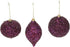 Beaded Purple Plum Glittered Ball Finial - 6 inch Glass Decorative Hanging Christmas Ornament Set