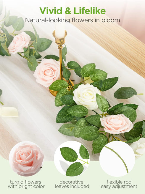 InnoGear 50 Pcs Blush Foam Fake Roses with Stems for DIY Wedding Bouquets, Centerpieces, Bridal Shower, Christmas