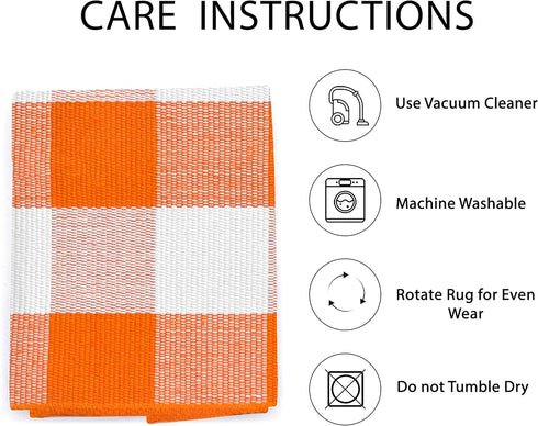IOHOUZE Cotton Buffalo Plaid Check Rug, 27.5 x 43 Inches, Washable Woven Outdoor Indoor Welcome Mat