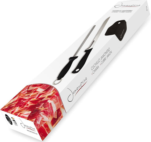Ham Carving Knife with Honing Steel and Ham Cover - Professional Set for Slicing Ham & Prosciutto