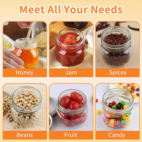 UrSpeedtekLive 30 Pack 8 oz Mason Jars with Regular Lids and Bands, Half Pint Canning Jars, Small Glass Jars for Honey