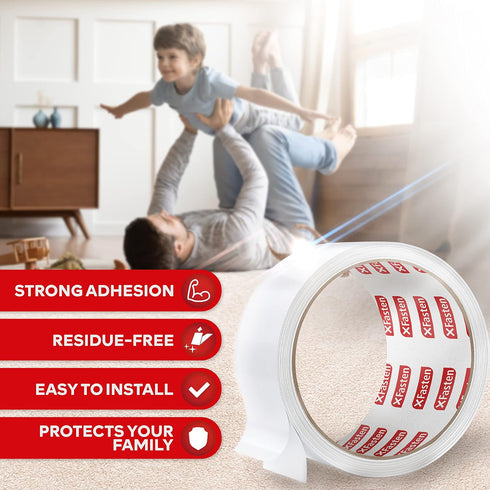 XFasten Rug Gripper Tape, Double Sided 2” x 5 Yds for Carpet to Carpet Gripper on Hardwood Floors