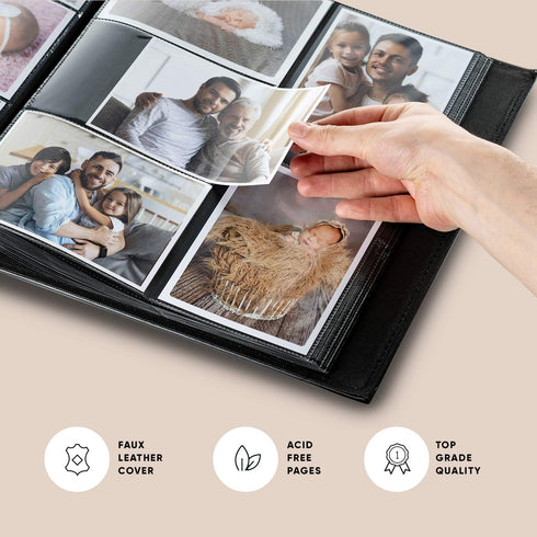BLYNG Photo Album 4x6 - 500 Slots for Horizontal and Vertical Photos, Faux Leather Cover, Great for Wedding,