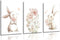 Grengel Pink Girl Nursery Bunny Canvas Wall Art Cute Rabbit Wildflowers Painting