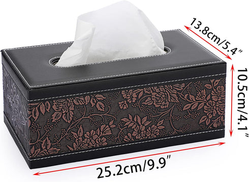 Sumnacon Rectangular Leather Tissue Box Cover – Stylish PU Tissue Box Holder with Magnetic Bottom for Home and Office