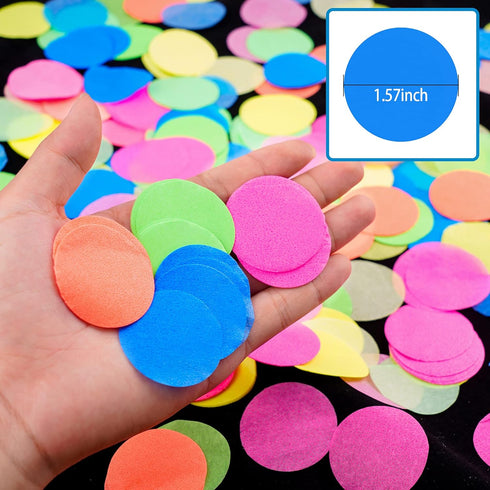 10000 pieces UV Neon Round Confetti - 5 Colors Neon Fluorescent Tissue Dot for Blacklight Party Supplies