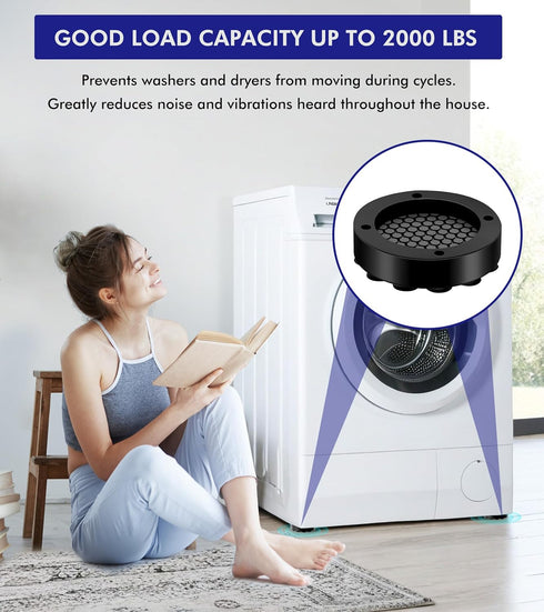 Anti Vibration Pads for Washing Machine, 4 Pack Soundproofing Base, Prevent Sliding Out, Floor Protector for Appliances