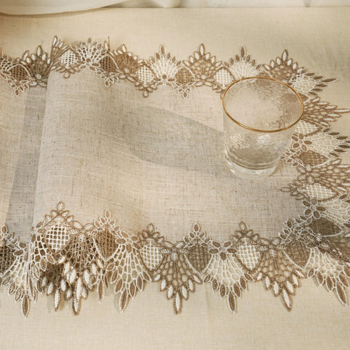 36 Inches 16 36 Inch) Phantomon Neutral Linen Table Runner Beige Embroidered Runner Lace Centerpiece for Dresser Tops