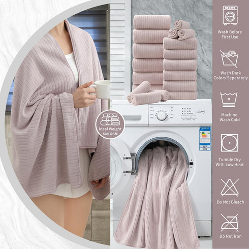 18 Set,Soft Set Loops-6 Towels,6 Towels,6 Set Piece Bath Towels Family Bathroom Towel with Hanging Bath Hand