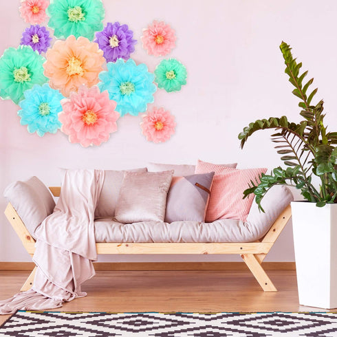 Gejoy 20 Pieces Mexican Paper Flower Tissue, Day of The Dead Pom Poms for Halloween, Wedding Party Decoration