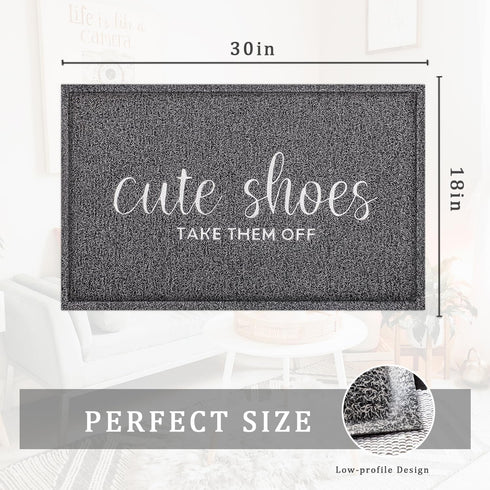 Welcome Mat for Front Door Outdoor, Waterproof Stain and Fade Mat for Entryway, Cute Grey Doormat for Dirt Snow Mud
