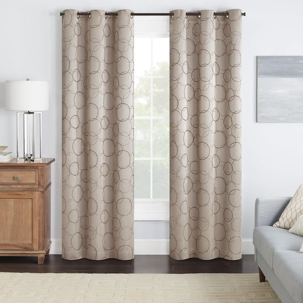 ECLIPSE Meridian Modern Blackout Thermal Grommet Window Curtain, Linen, 42 in x 84 in, 1 Panel for Bedroom or Living