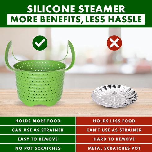 Avokado Silicone Steamer Basket for 3qt Instant Pot, 6qt, 8qt, BPA-Free, Dishwasher Safe Collapsible Vegetable Steamer