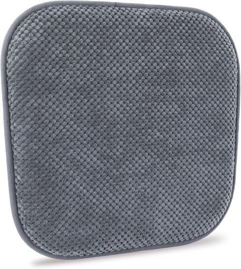 Large Grey Kitchen Chair Cushions, Washable Non-Slip Foam Office Seat Pads, Thick Wooden Metal Tapered Dining, 17" x 16"