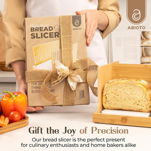 Bread Slicers for Homemade Bread, HDPE Base and Maple Fingers, 4 Thicknesses for Uniform Slices, Foldable Guide