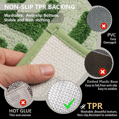 Get Naked Green Bath Mat Runner 18"x47" Non-Slip Shaggy Absorbent Machine Washable Bathroom Rug for Shower