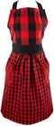 DII Kitchen Collection Gingham Check Apron, Red/Black