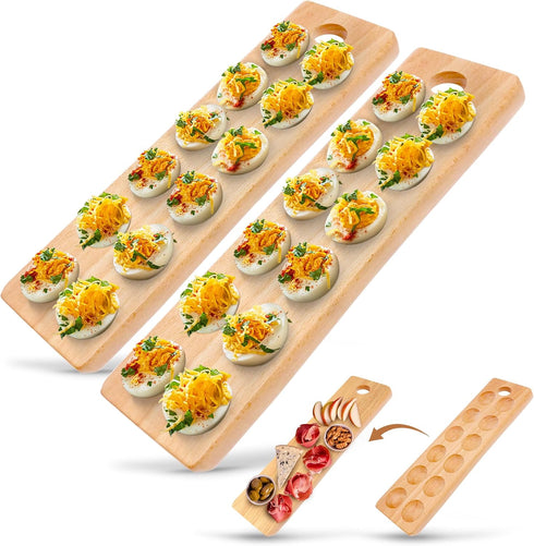 Namre' Easter Deviled Egg Tray 2 Pack Wooden Deviled Egg Plate and Holder