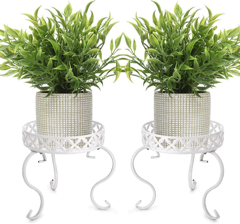 OwnMy Set of 2 Metal Round Plant Stand Rustproof Iron Flower Pot Holder,