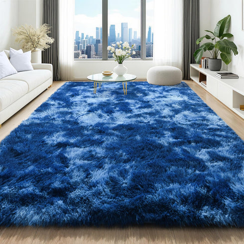 HQAYW 5x8 Area Rugs for Living Room, Tie-Dyed Navy Blue Ultra Soft