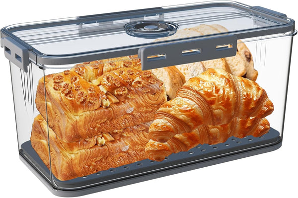 Bread Box Bread Boxes for Kitchen Counter Airtight,Time Recording Bread Storage Container