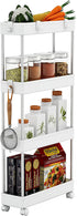 4 MELDEVO Tier Slim Storage Cart Mobile Shelving Unit Organizer Slide Out Storage Rolling Utility Cart Tower Rack